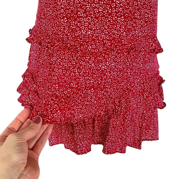 Sundae Muse Carter Dress Womens Size 2 - 4 XS Red Ruffle Mini Tie Shoulder - Picture 6 of 16
